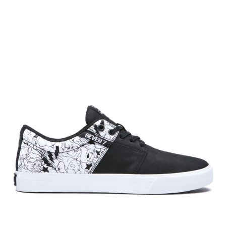 Supra Stacks II Vulc Mens Low Tops Shoes Black/White UK 03IHK